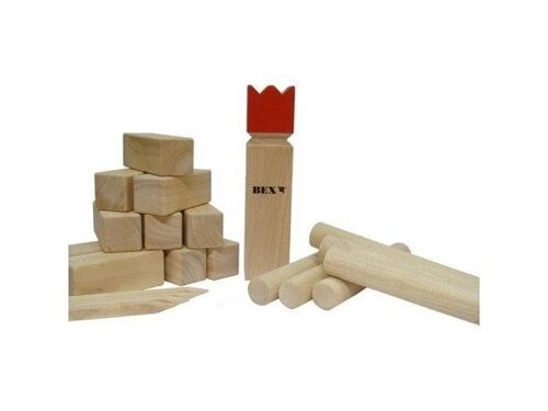 Bex Kubb Original rubberhout met rode koning