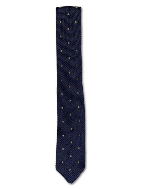 Navy Blue Polka Dot Knitted Tie 2
