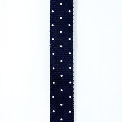 Cravate tricotée à pois bleu marine 4