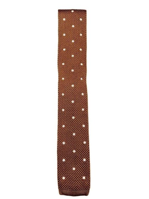 Ochre Polka Dot Knitted Tie