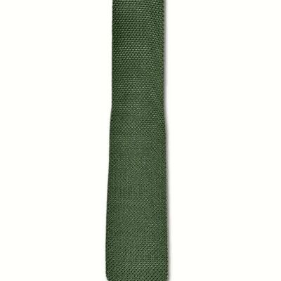 Cravatta lavorata a maglia verde oliva