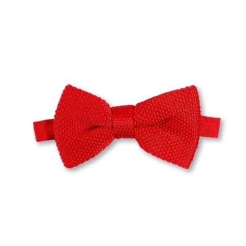 Pillar box red knitted bow tie