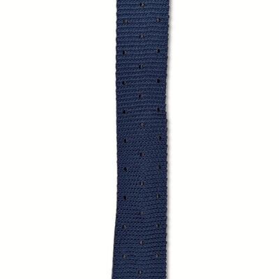 Cravate tricotée à pois bleu de Prusse