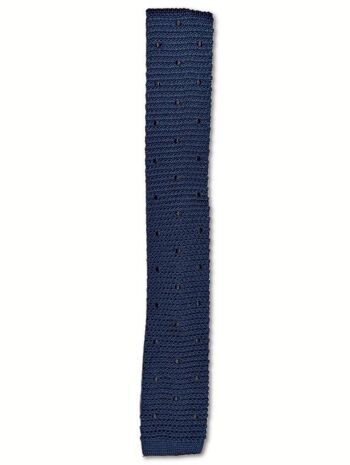 Cravate tricotée à pois bleu de Prusse