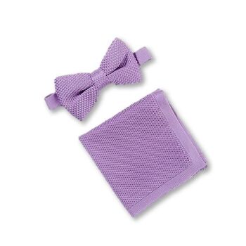 Ensemble nœud papillon et pochette en maille violet