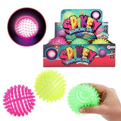 Toi Toys 2-Kleurige stekel stuiterbal met licht Ø9cm