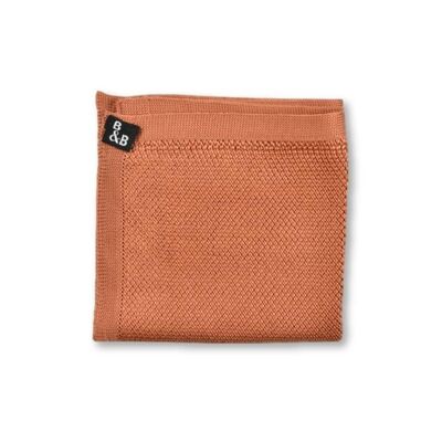 Rustic orange knitted pocket square