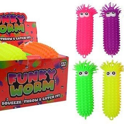 John Toy Fluffy worm met grote ogen 9x9x28cm