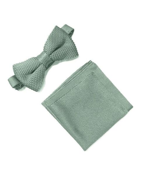 Sage green bow tie and pocket square set