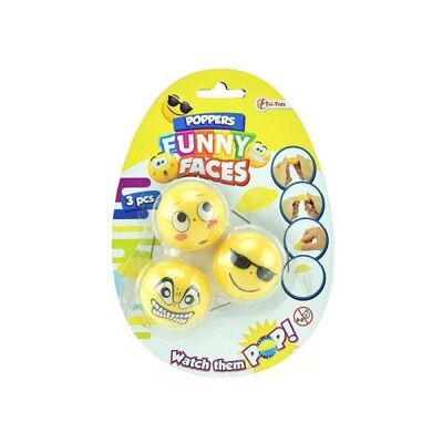 Toi Toys Emoticon poppers funny faces 3 stuks op blisterkaart