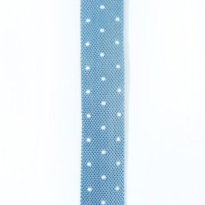 Cravatta lavorata a maglia a pois blu acciaio