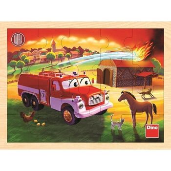 Dino Tatra - puzzle en bois camion de pompiers 20 pièces 30x22,5cm