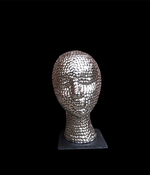 Lockdown Queen Mixed Media Sculpture Head mounted on Greystone slate