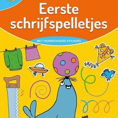 Oefenboek met stickers-eerste schrijfspelletjes 5-6 jaar