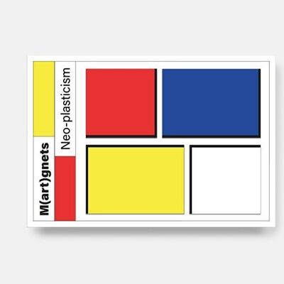 Mondrian De Stijl Aimants pour réfrigérateur Art (4 pièces)