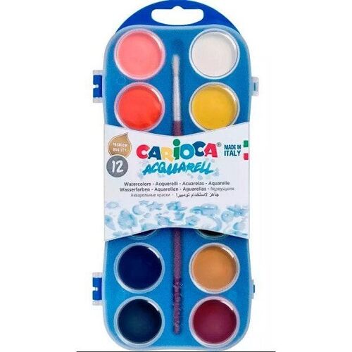 Carioca waterverf 12 kleuren met kwast Ø30mm