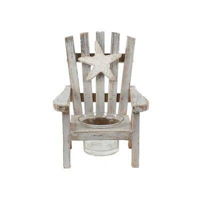 Waxinelichthouder stoel hout 12x12x15,5cm