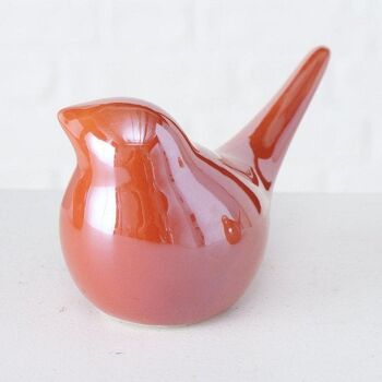 Boltze Home Bird perly brillant H8cm L16cm céramique orange/rouge 2
