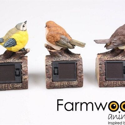 Farmwood Animals Tuinbeeld Vogel op stam solar 9x7x11 cm set a 3