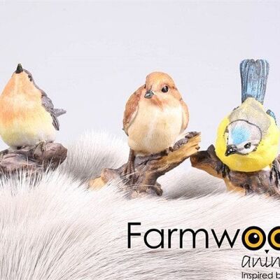 Farmwood Animals Tuinbeeld Vogel op steen /stronk 8,5x5x10 cm