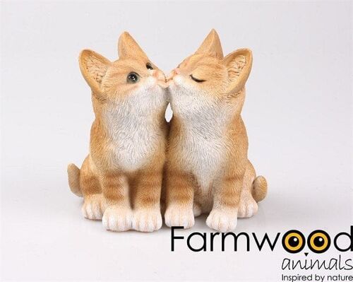 Farmwood Animals Tuinbeeld van 2 Poezen aan elkaar van polystone