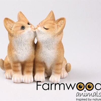 Farmwood Animals Tuinbeeld van 2 Poezen aan elkaar van polystone