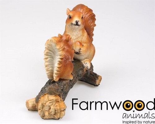 FArmwood Animals Tuinbeeld Eekhoorns op boomstam 24x10x18cm polyresin