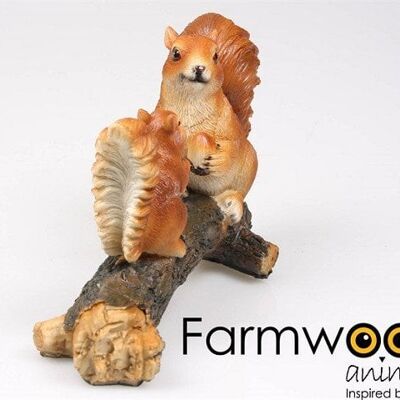 FArmwood Animals Tuinbeeld Eekhoorns op boomstam 24x10x18cm polyresin