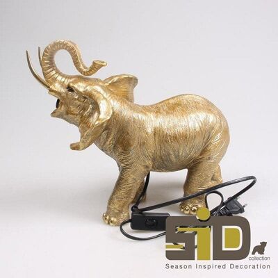 Olifant lamp polyresin goud 36x17x30cm (exclusief bulb)