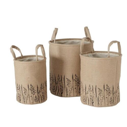 Boltze Home Mandenset Graser jute 3-delig H28-30 en 35cm