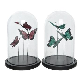 Decoris Cloche en verre décor papillon Ø14-H21cm