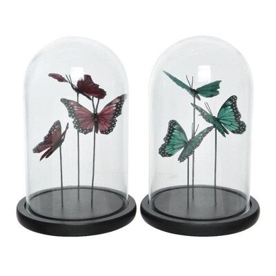 Decoris Stolp glas met vlinder decoratie Ø14-H21cm