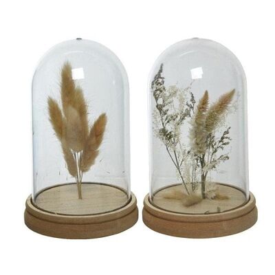 Decoris stolp glas Ø12-H19cm met droogbloemen