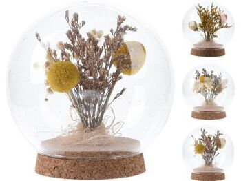 Fleurs séchées en boule de verre Ø11x11.5cm ( par pièce )