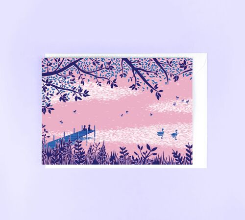 Lake Sunset Greetings Card
