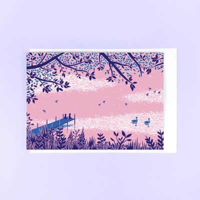 Lake Sunset Greetings Card