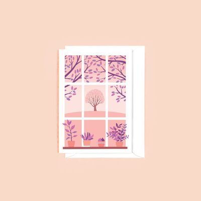 Pink Window View Greetings Card