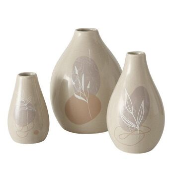 Boltze Home Vase poterie Stona ensemble de 3 pièces h8/11/12cm 2