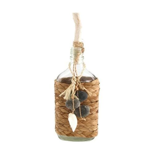 Dijk Natural Collections Fles met touw en schelp decoratie 10x5x27cm