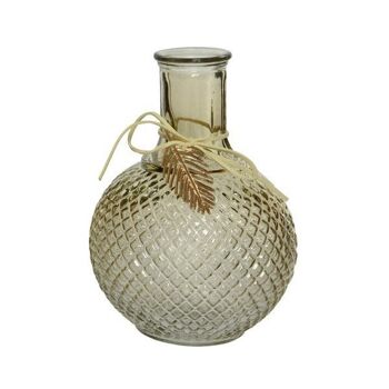 Decoris Vase en verre avec pendentif en métal Ø13-H18,5cm 1