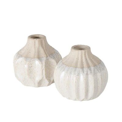 Boltze Home Vaas Malia naturel H9cm dia 10cm stoneware ivoor