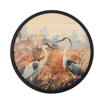 Wanddecoratie Bamboe vogels Ø 60cm multikleur