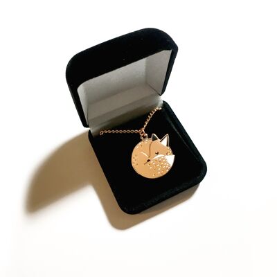 Rose Gold Fox Enamel Necklace