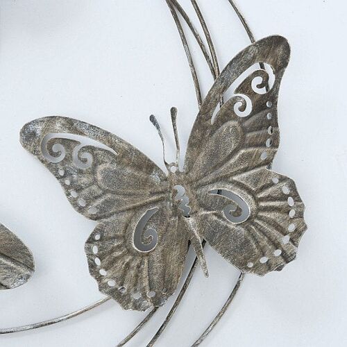 Boltze Home Wandobject vlinders 56x58cm metaal grijs