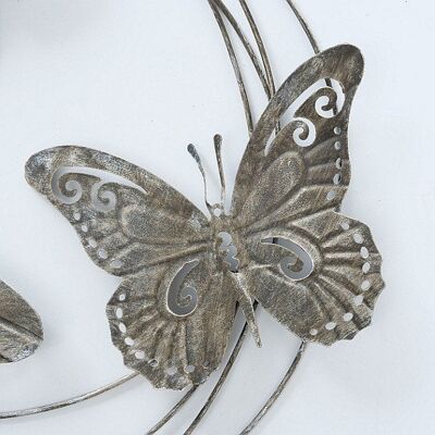 Boltze Home Wandobject vlinders 56x58cm metaal grijs