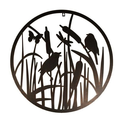 Esschert Design Muurdecoratie metaal rond vogels 60x60x1,5cm