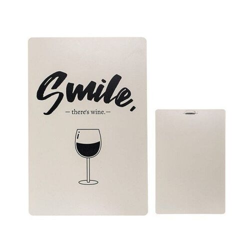 Metalen tekstbord Smile, there's wine 20x30cm metaal