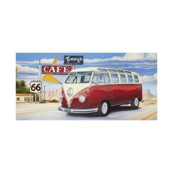 Peinture VW Tommy's café 40x80cm dans un cadre en bois noir