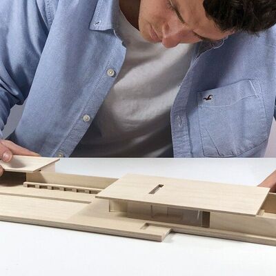 Pabellón Mies van der Rohe Barcelona Arquitectura Escala DIY Modelo 1:150 (madera, acrílico, acero)