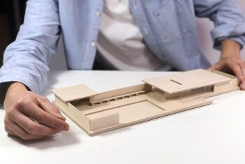 Mies van der Rohe Pavillon Barcelone DIY Architecture Modèle 1:150 (bois, acrylique, acier) 5
